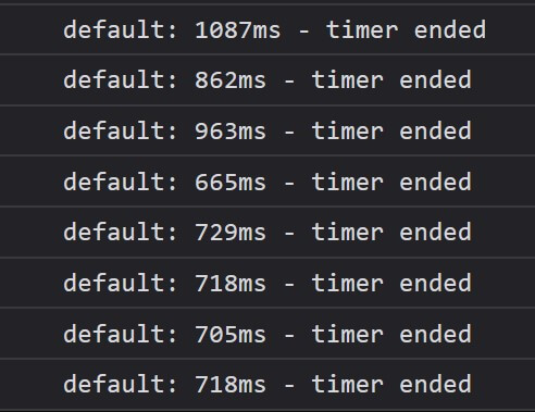 screenshot of the browser console logs showing the time spent in running the expensive operation.