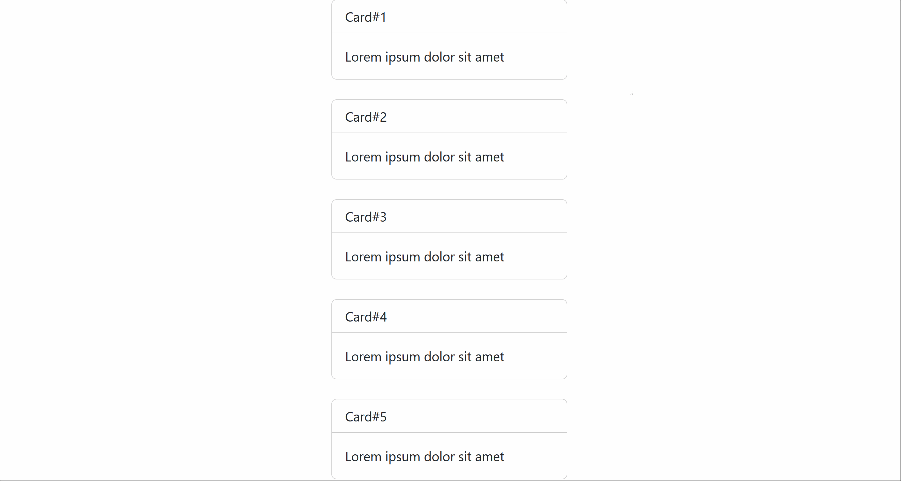 browser screencast showing infinite scrolling of Card elements.