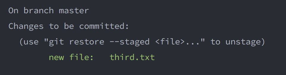 screenshot of the terminal window showing the output of the git status command after performing a soft reset